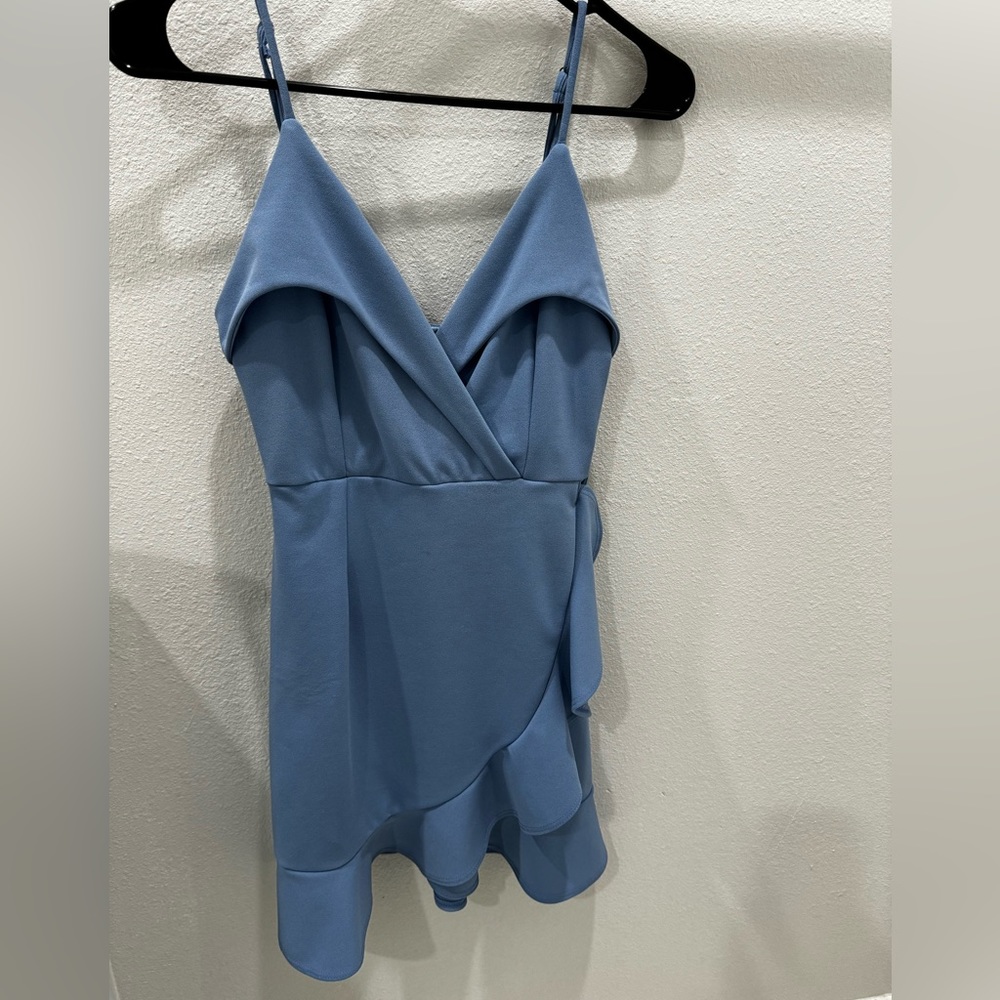 Lucy in the sky teal ruffle wrap dress